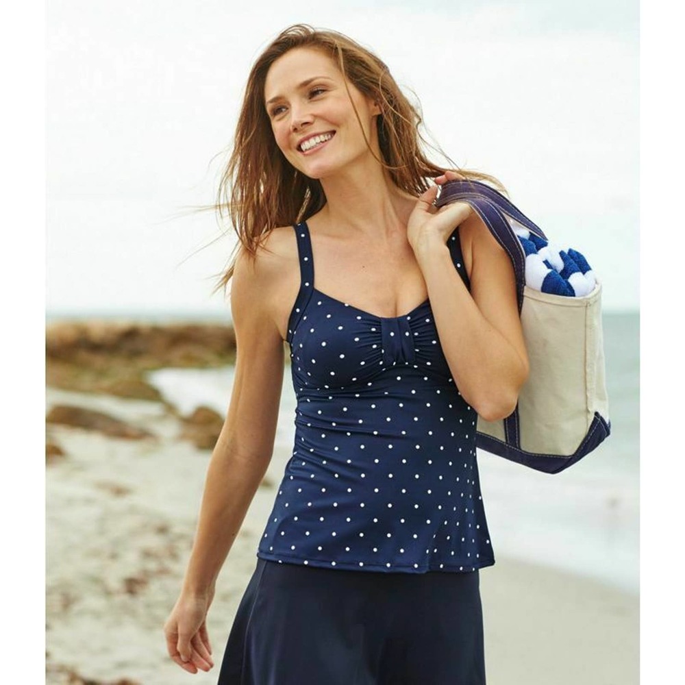 Women's L.L.Bean Sweetheart Tankini Top Dot Blue